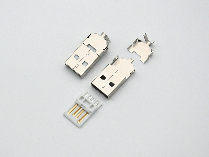 USB Type-A Male (USB AM) 2.0 three-piece set with a length of 25.5mm